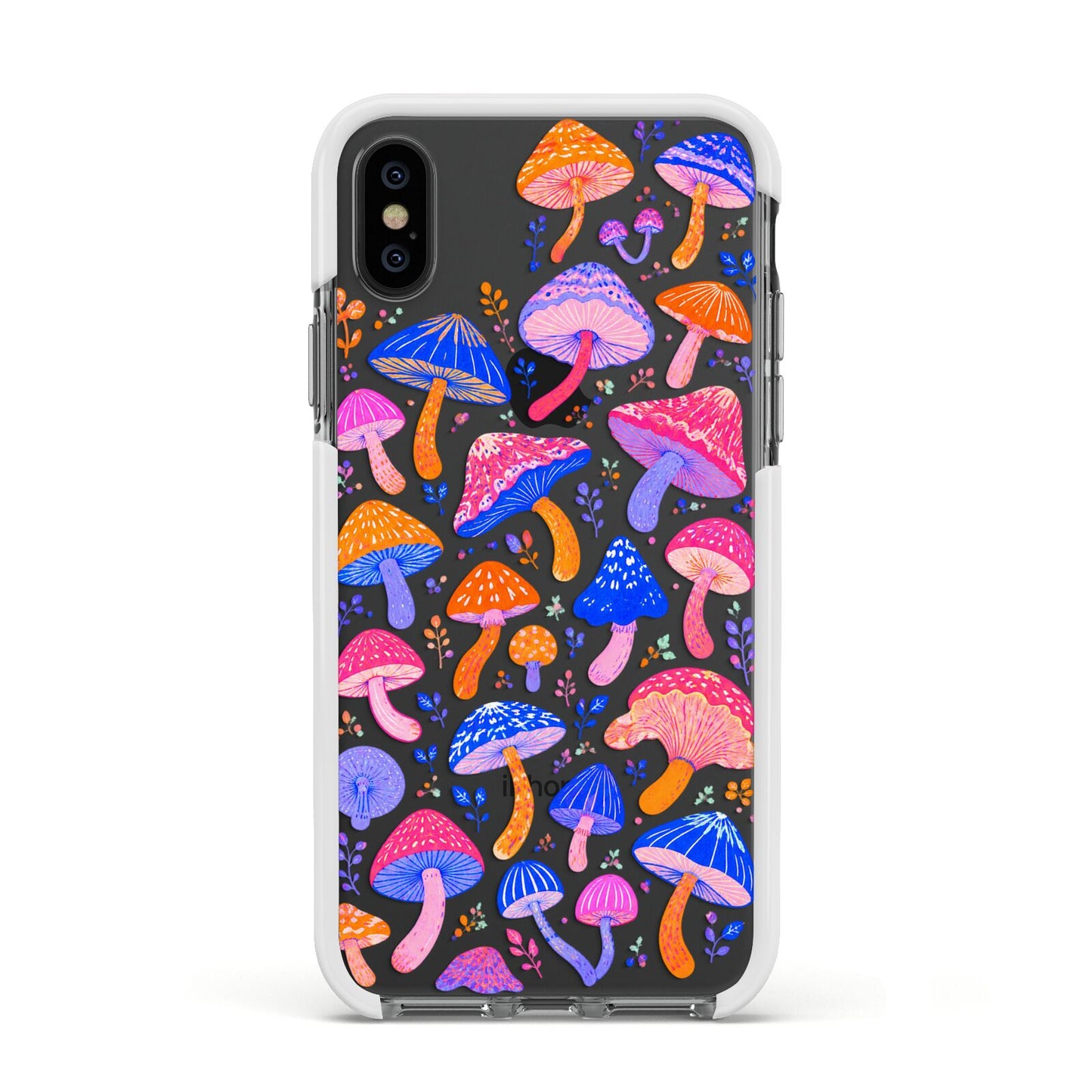 Mushroom Jive Apple iPhone Xs Impact Case White Edge on Black Phone