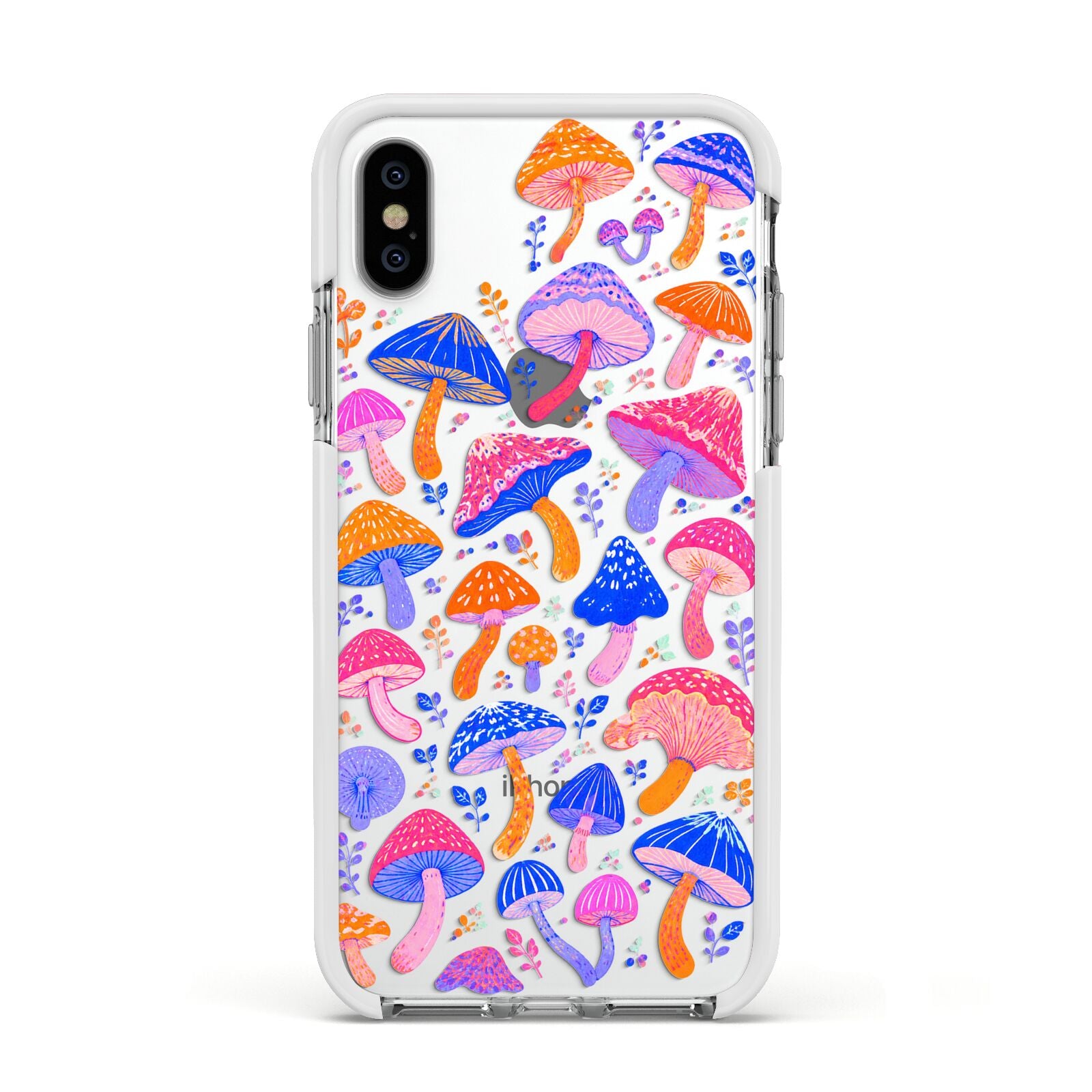 Mushroom Jive Apple iPhone Xs Impact Case White Edge on Silver Phone