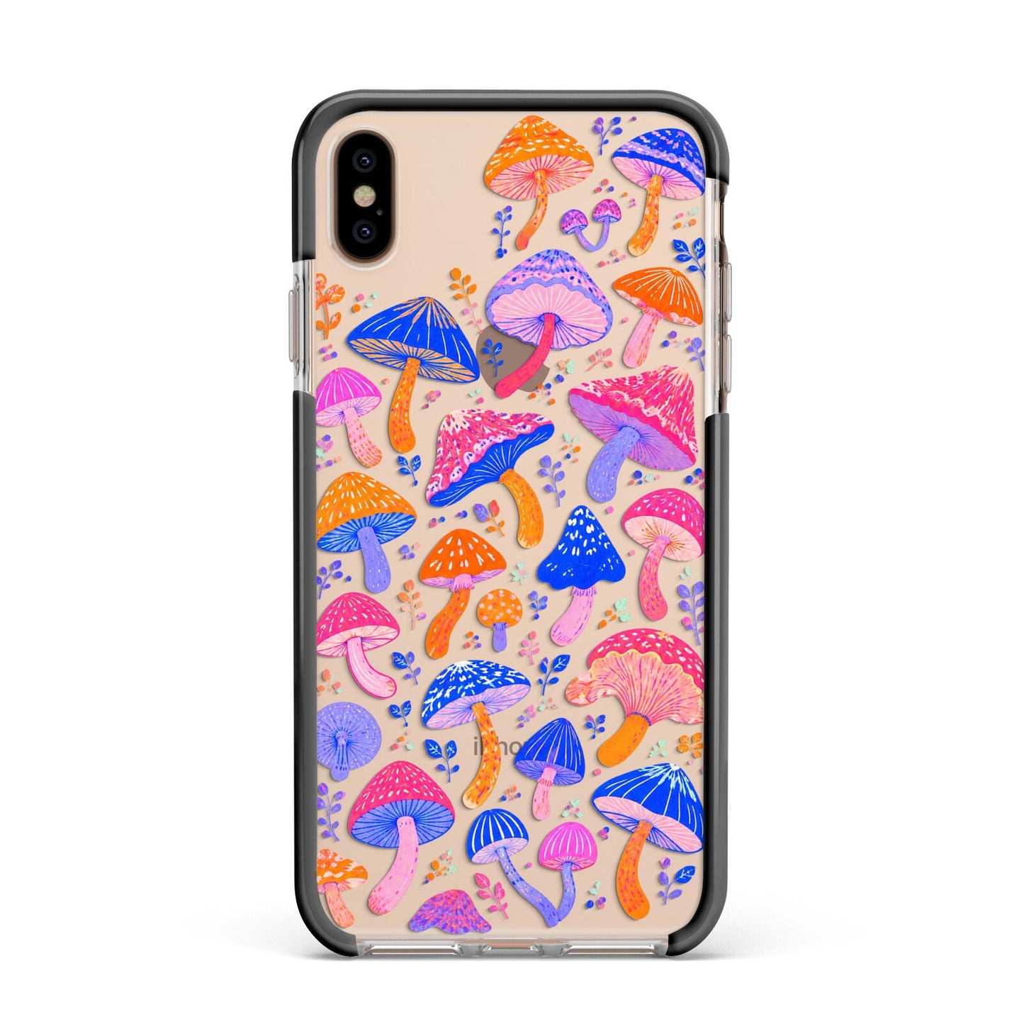 Mushroom Jive Apple iPhone Xs Max Impact Case Black Edge on Gold Phone