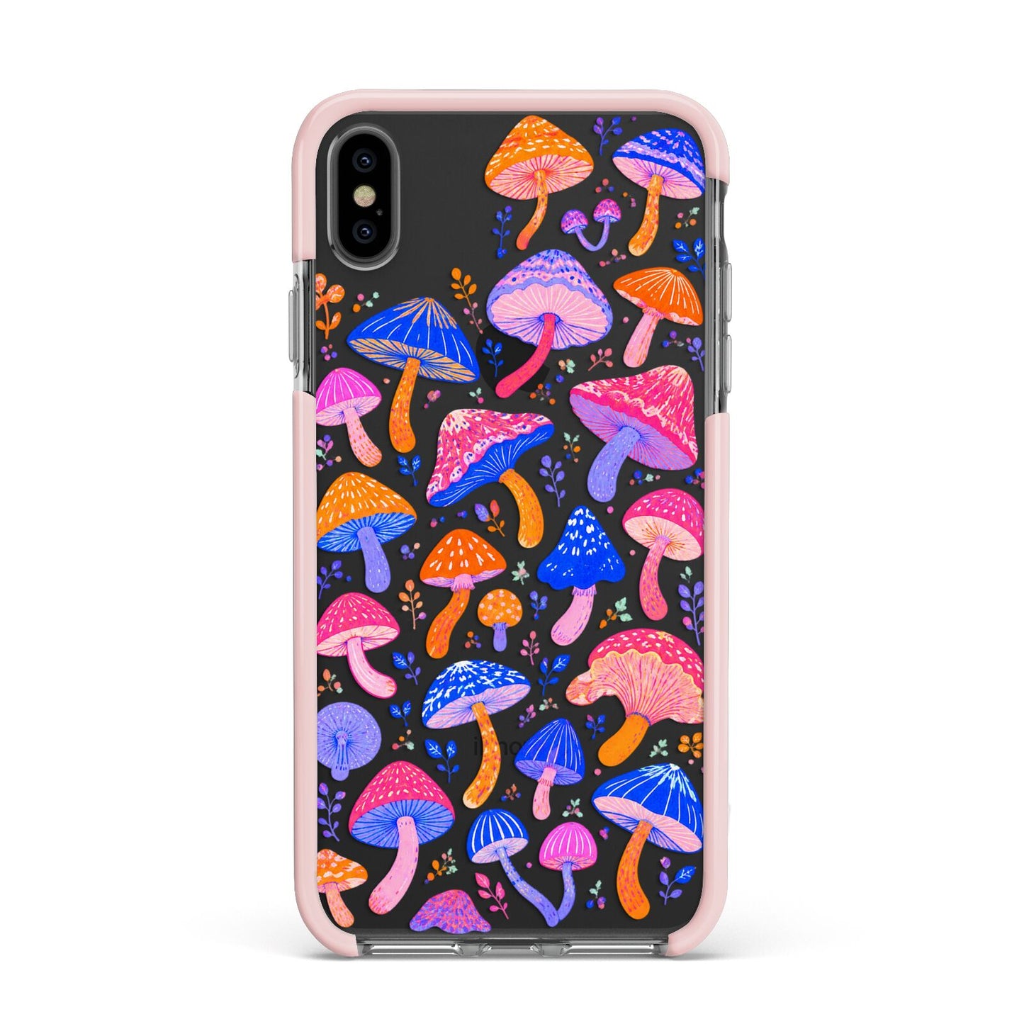 Mushroom Jive Apple iPhone Xs Max Impact Case Pink Edge on Black Phone