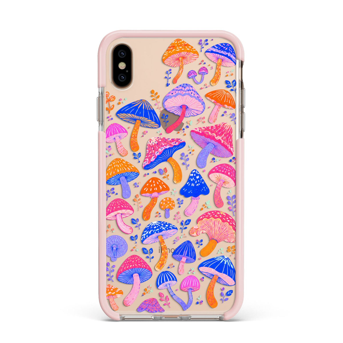 Mushroom Jive Apple iPhone Xs Max Impact Case Pink Edge on Gold Phone
