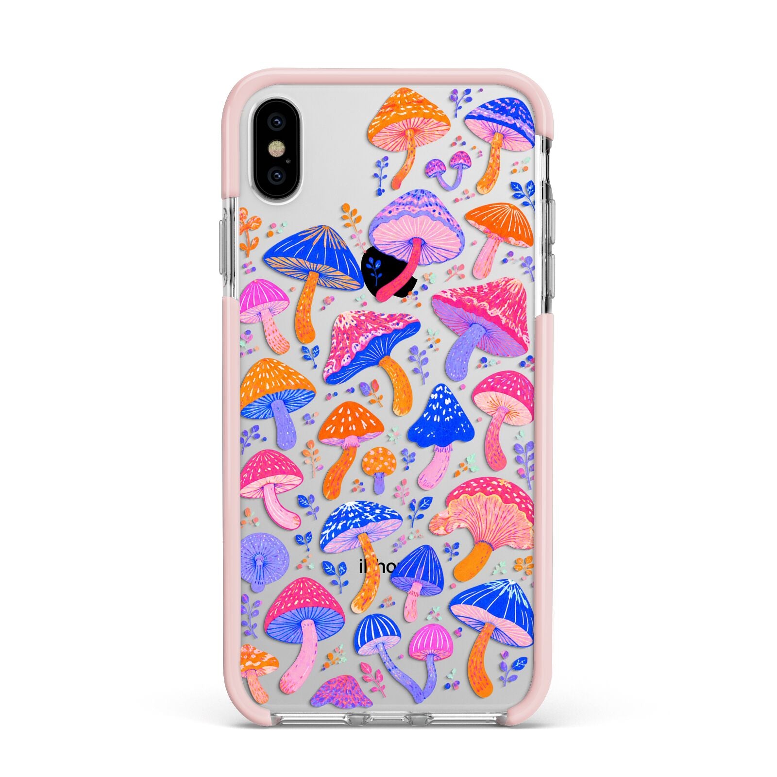 Mushroom Jive Apple iPhone Xs Max Impact Case Pink Edge on Silver Phone