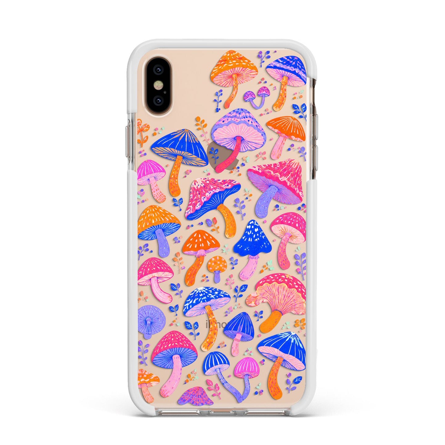 Mushroom Jive Apple iPhone Xs Max Impact Case White Edge on Gold Phone