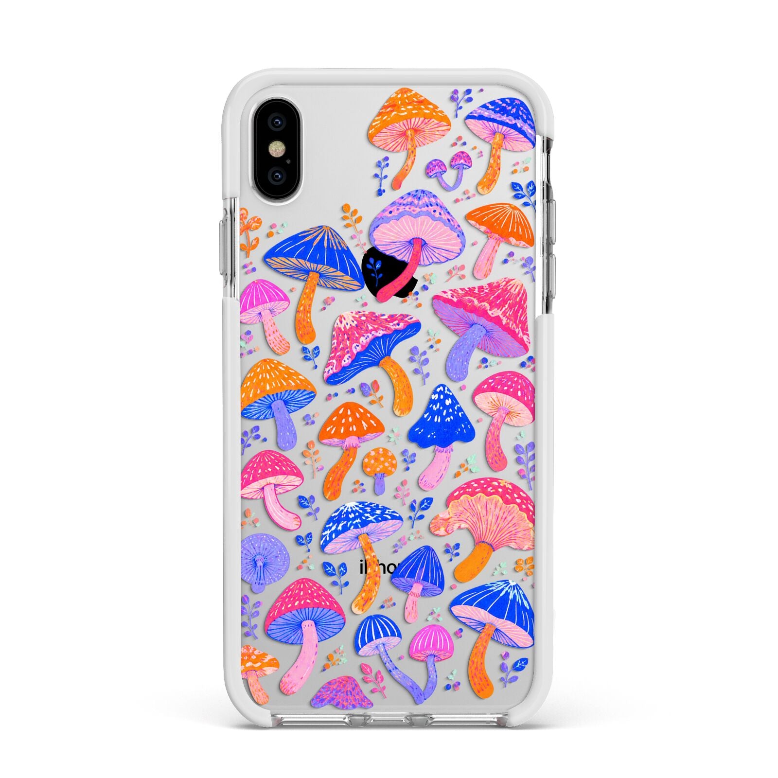 Mushroom Jive Apple iPhone Xs Max Impact Case White Edge on Silver Phone
