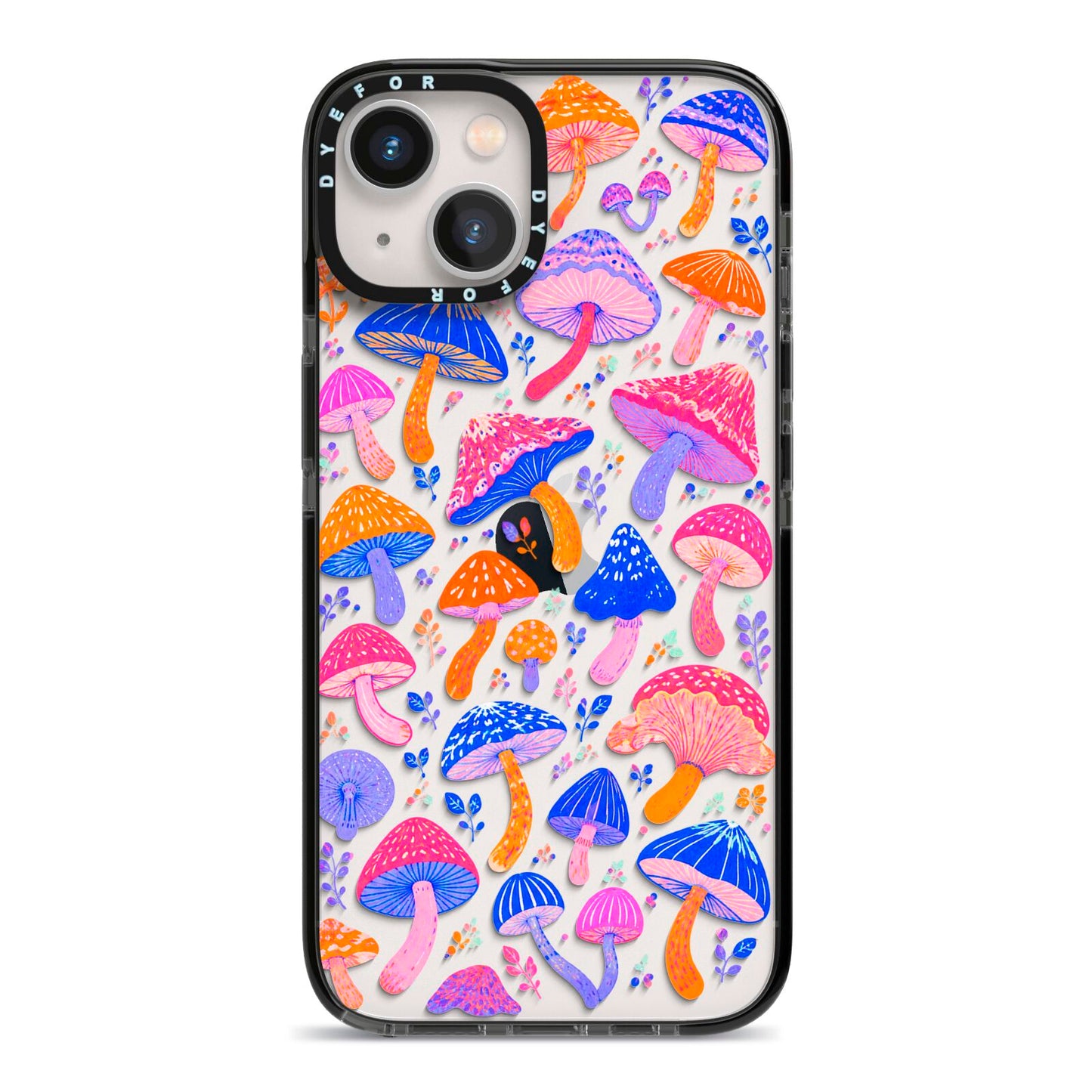 Mushroom Jive iPhone 13 Black Impact Case on Silver phone