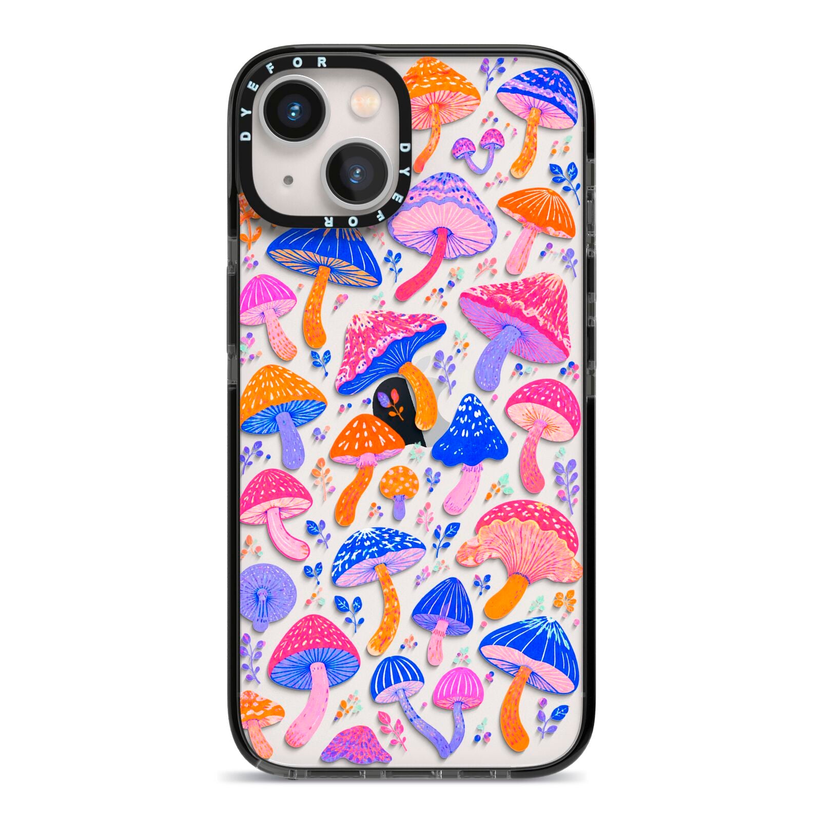 Mushroom Jive iPhone 13 Black Impact Case on Silver phone