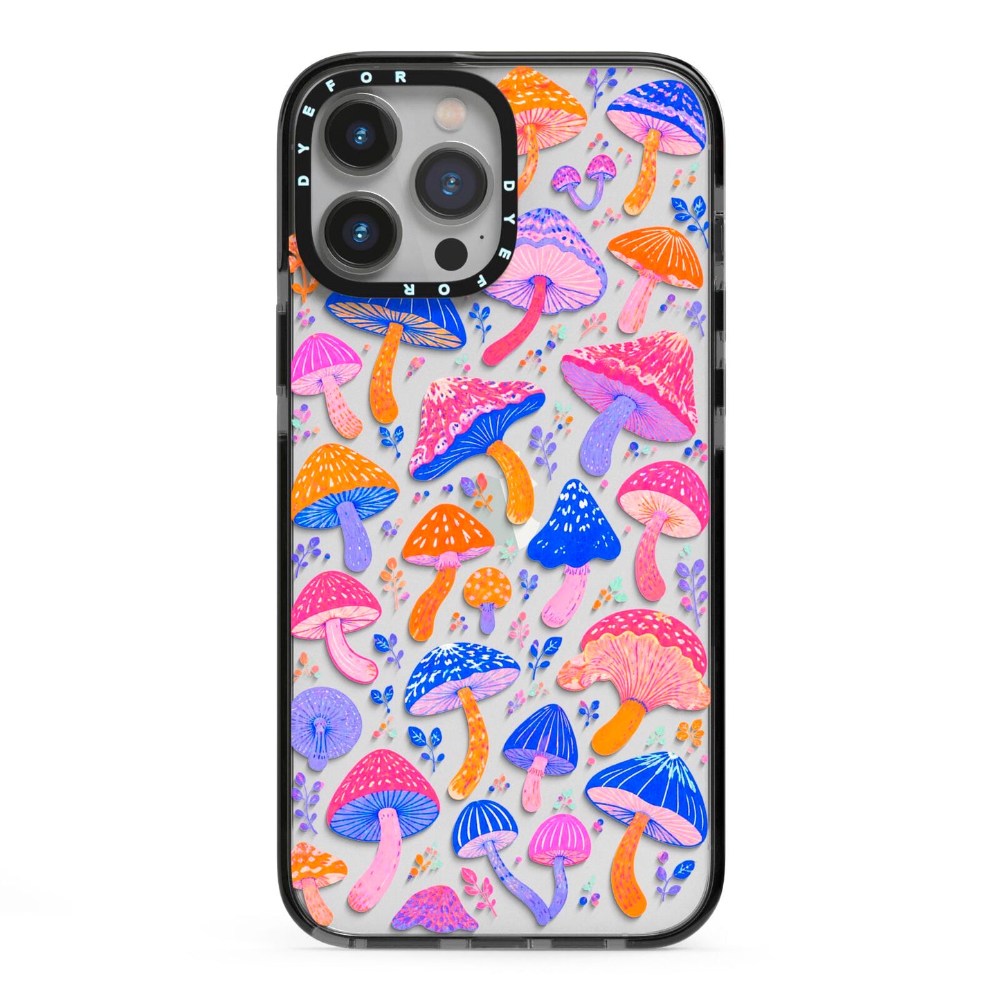 Mushroom Jive iPhone 13 Pro Max Black Impact Case on Silver phone
