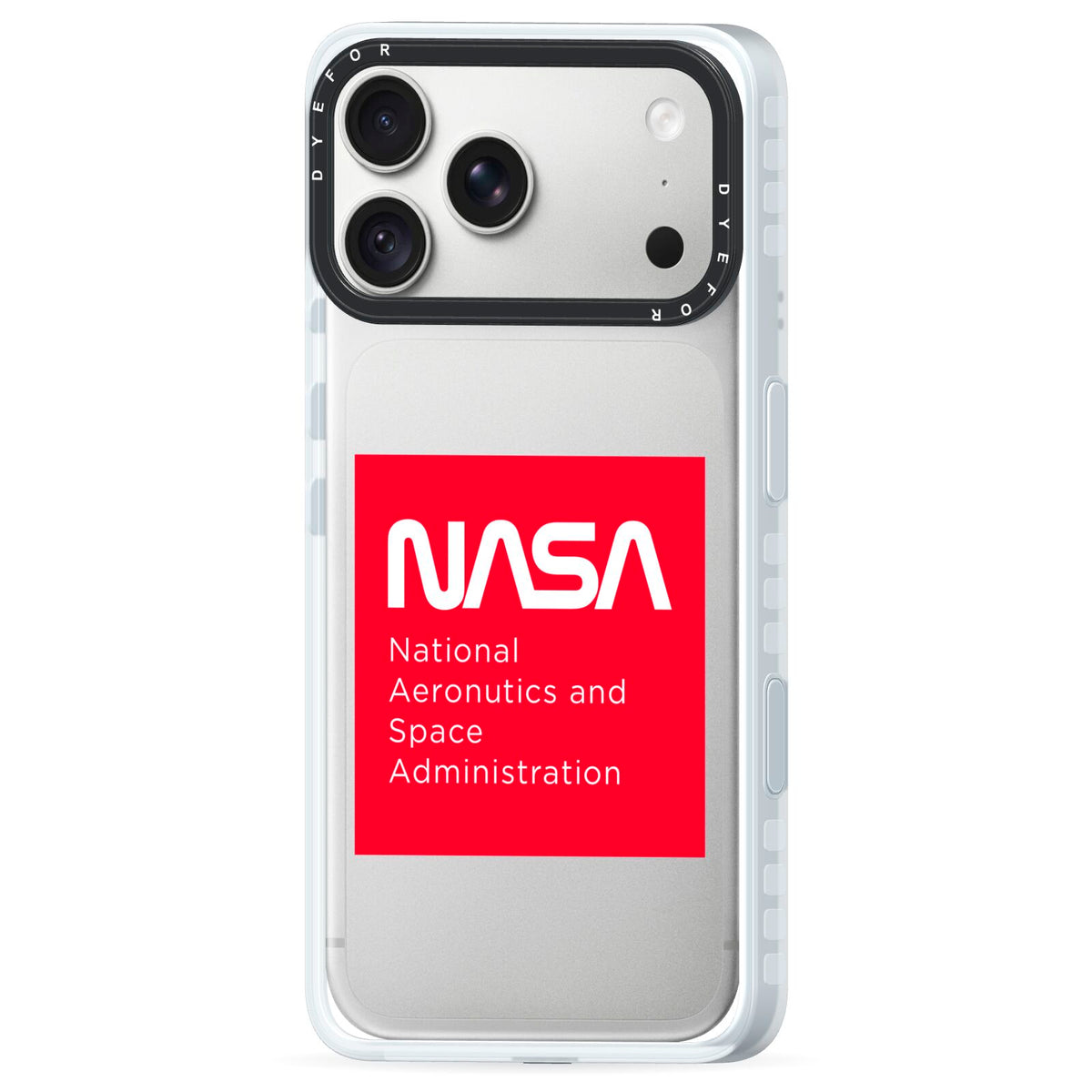 NASA The Worm Box iPhone 18 Pro Black Impact Pre order Case Side Angle on Silver phone