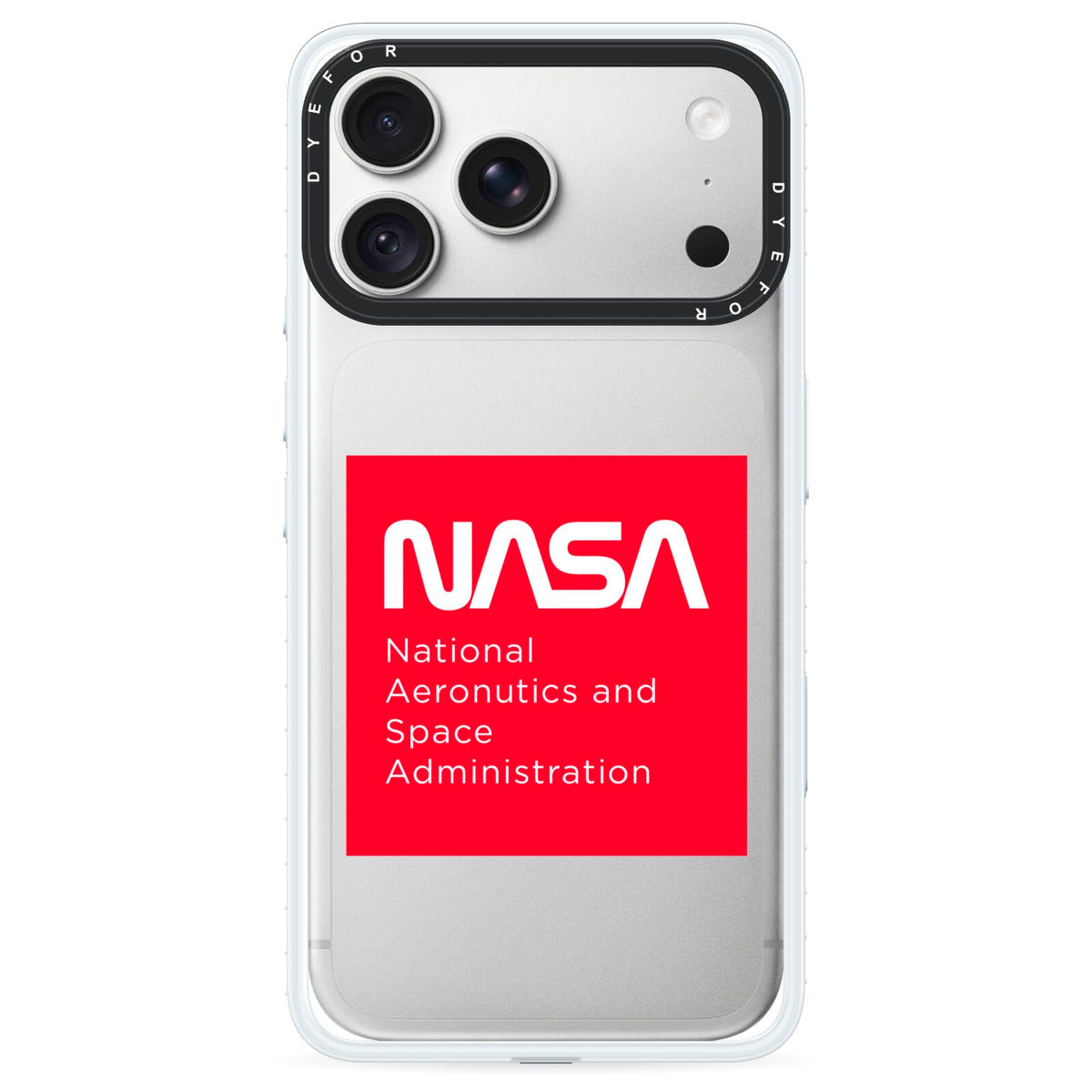 NASA The Worm Box iPhone 18 Pro Black Impact Pre order Case on Silver phone