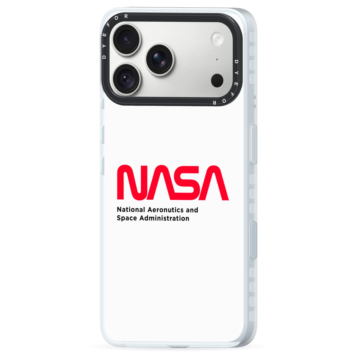 NASA The Worm Logo iPhone 18 Pro Max Black Impact Pre order Case Side Angle on Silver phone