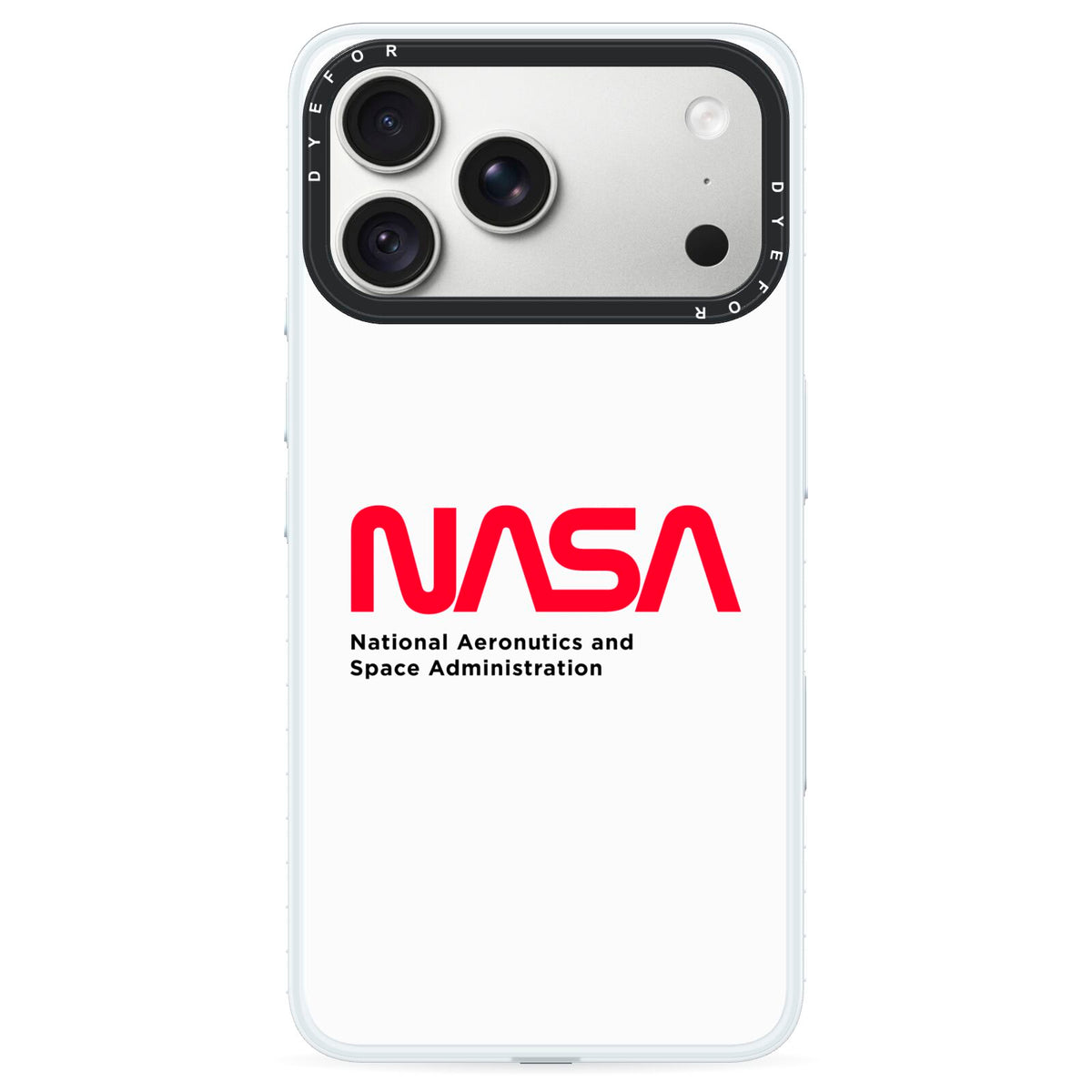 NASA The Worm Logo iPhone 18 Pro Max Black Impact Pre order Case on Silver phone