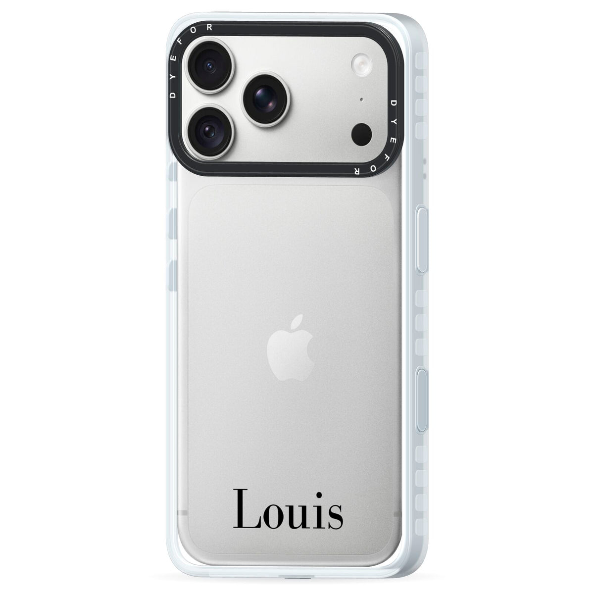 Name iPhone 18 Pro Black Impact Pre order Case Side Angle on Silver phone