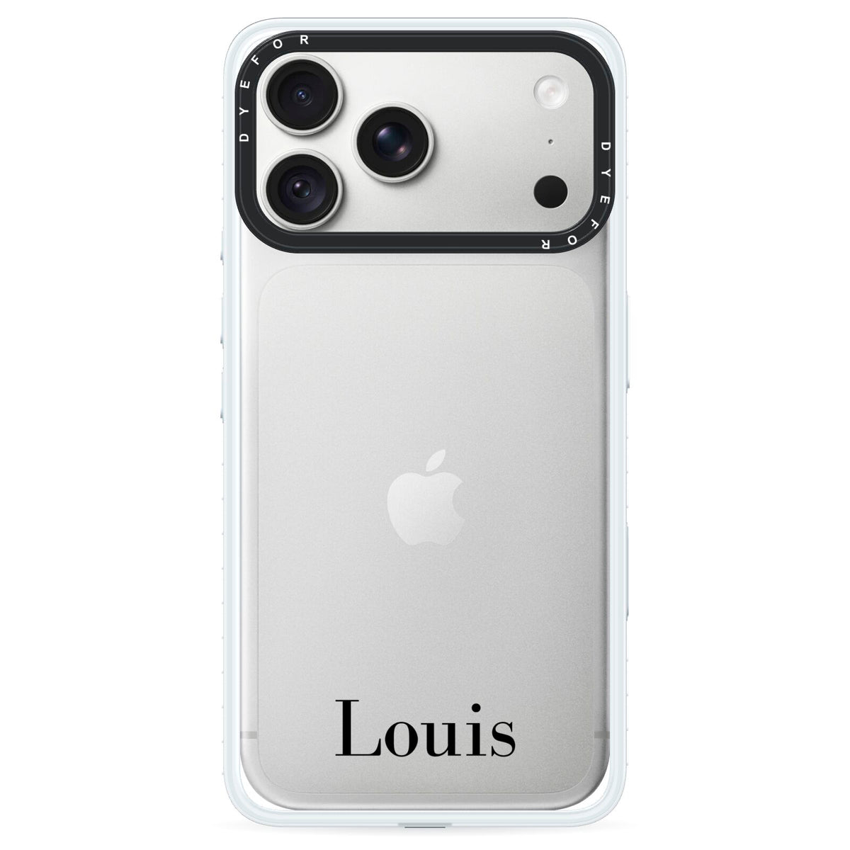 Name iPhone 18 Pro Black Impact Pre order Case on Silver phone