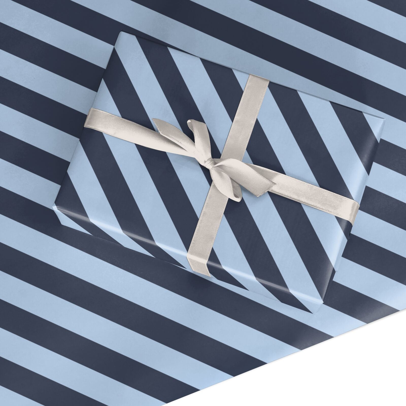 Navy and Light Blue Stripe Custom Wrapping Paper