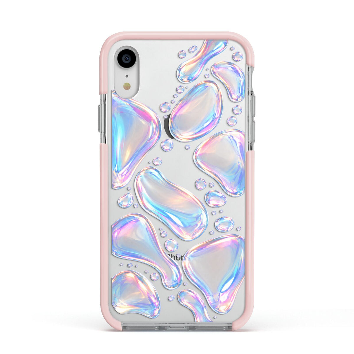 Opal Drift Apple iPhone XR Impact Case Pink Edge on Silver Phone