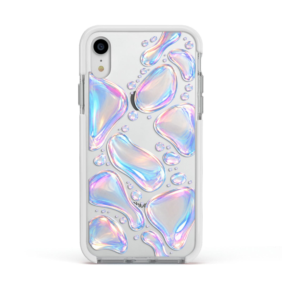 Opal Drift Apple iPhone XR Impact Case White Edge on Silver Phone