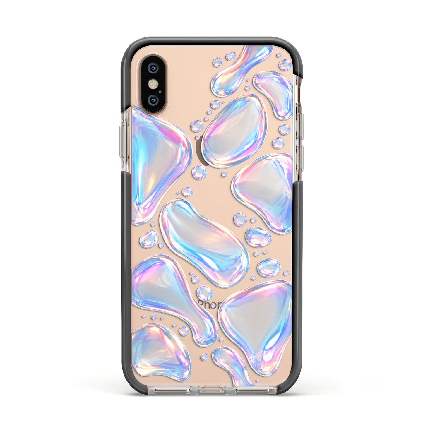 Opal Drift Apple iPhone Xs Impact Case Black Edge on Gold Phone