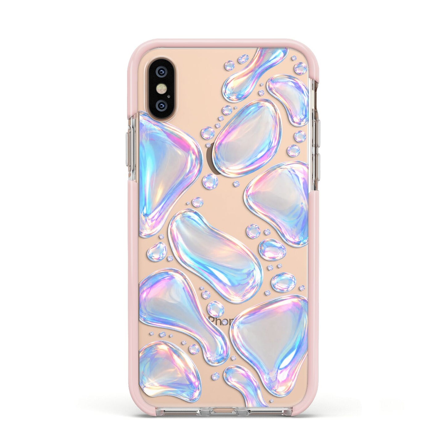 Opal Drift Apple iPhone Xs Impact Case Pink Edge on Gold Phone