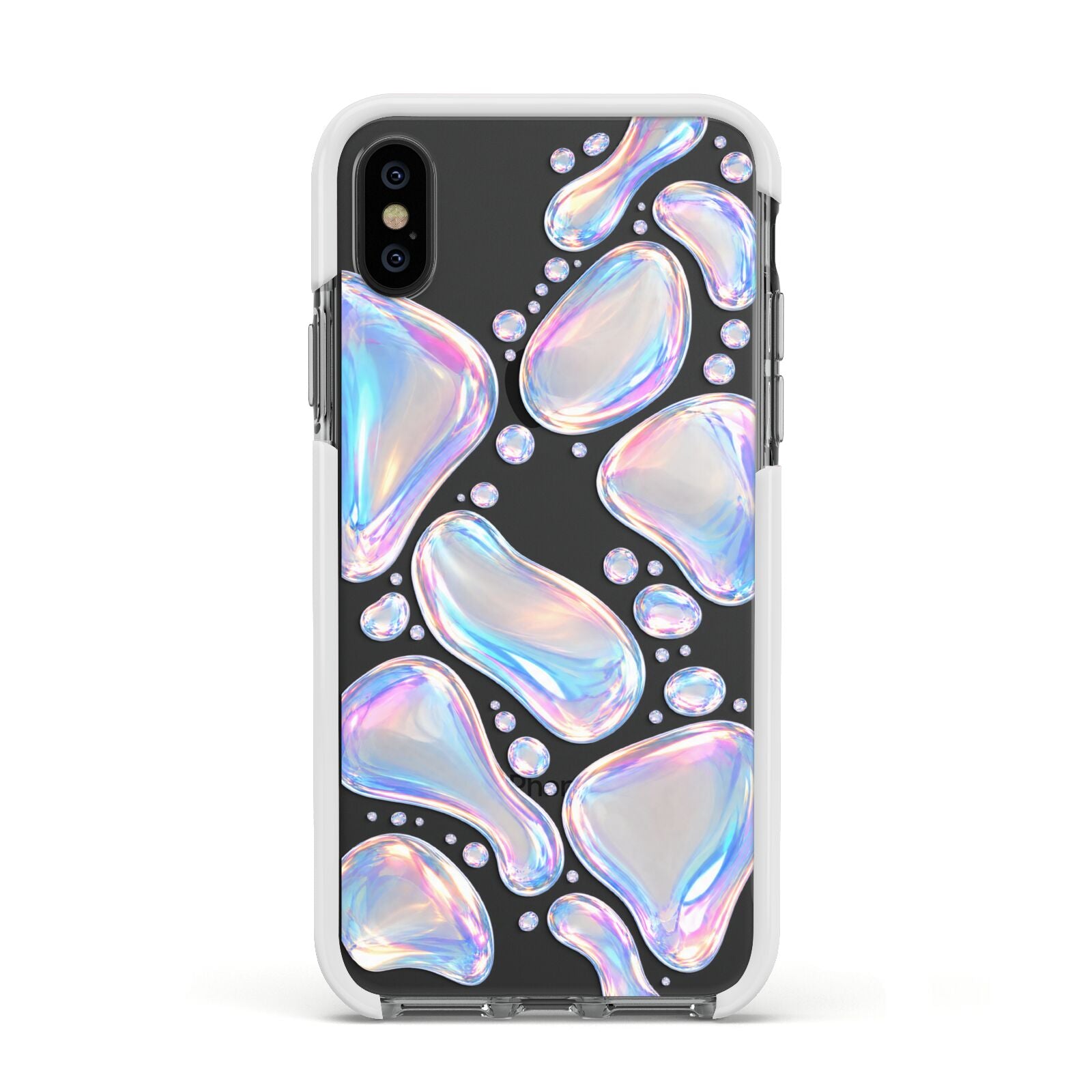 Opal Drift Apple iPhone Xs Impact Case White Edge on Black Phone