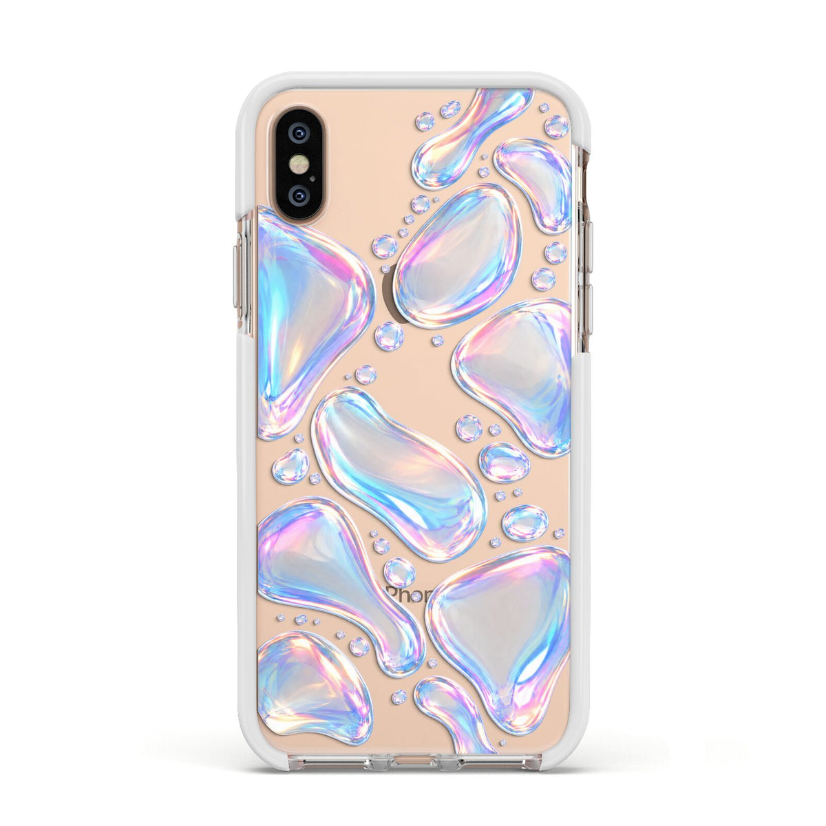 Opal Drift Apple iPhone Xs Impact Case White Edge on Gold Phone