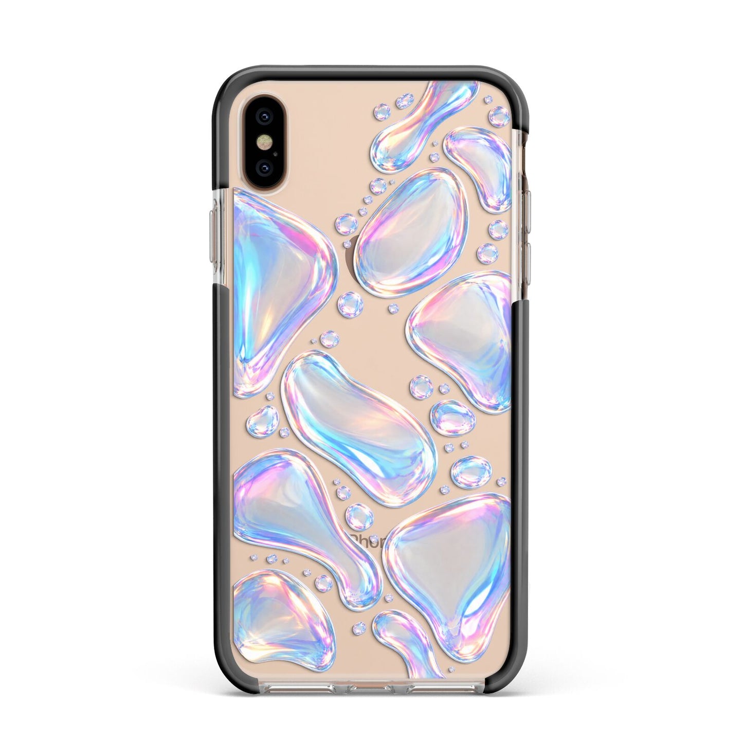 Opal Drift Apple iPhone Xs Max Impact Case Black Edge on Gold Phone