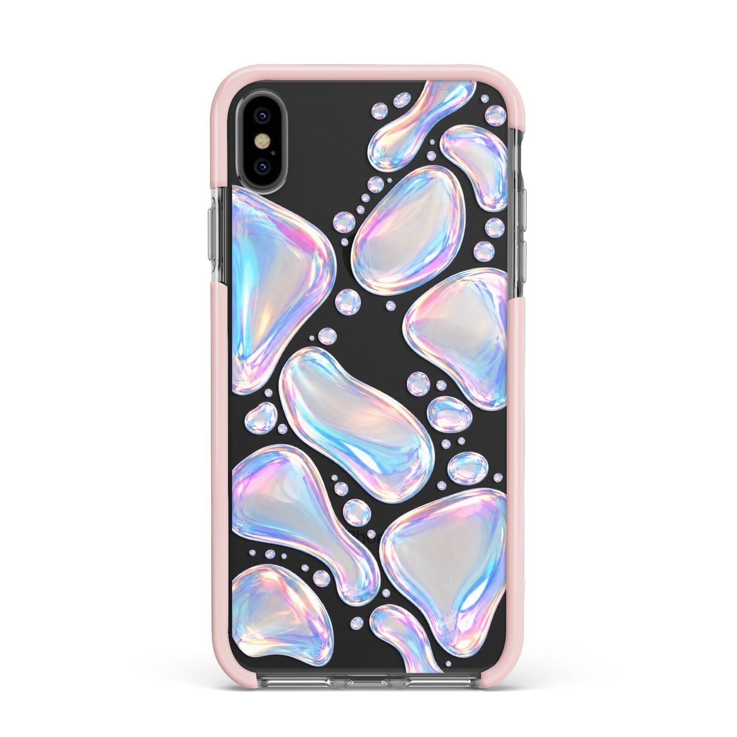 Opal Drift Apple iPhone Xs Max Impact Case Pink Edge on Black Phone