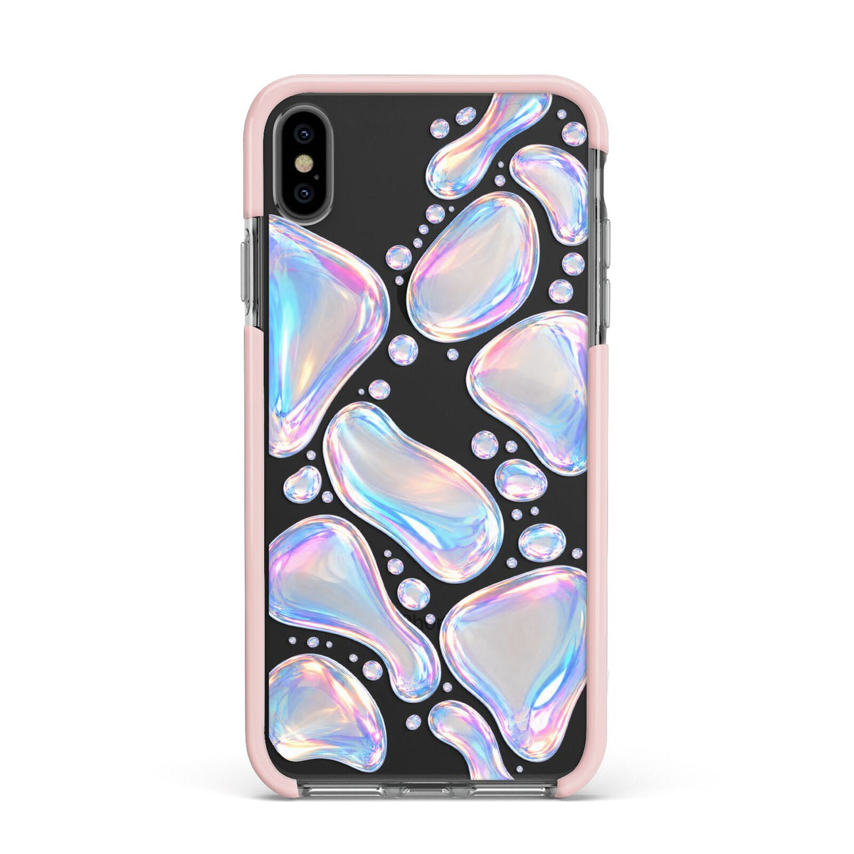 Opal Drift Apple iPhone Xs Max Impact Case Pink Edge on Black Phone