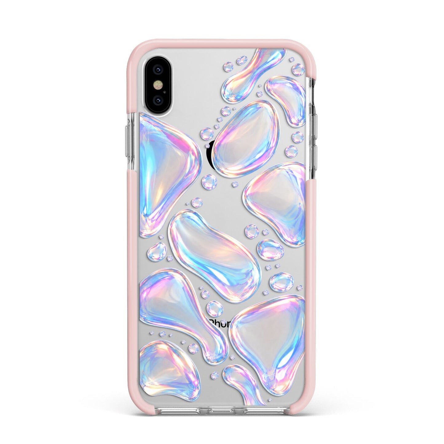 Opal Drift Apple iPhone Xs Max Impact Case Pink Edge on Silver Phone