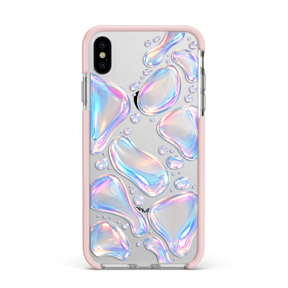 Opal Drift Apple iPhone Xs Max Impact Case Pink Edge on Silver Phone