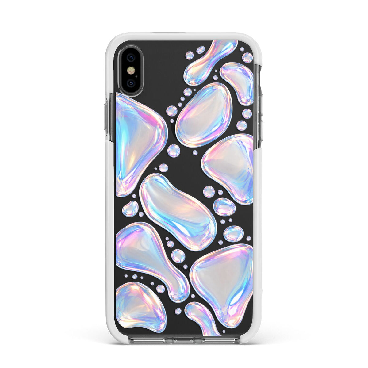 Opal Drift Apple iPhone Xs Max Impact Case White Edge on Black Phone