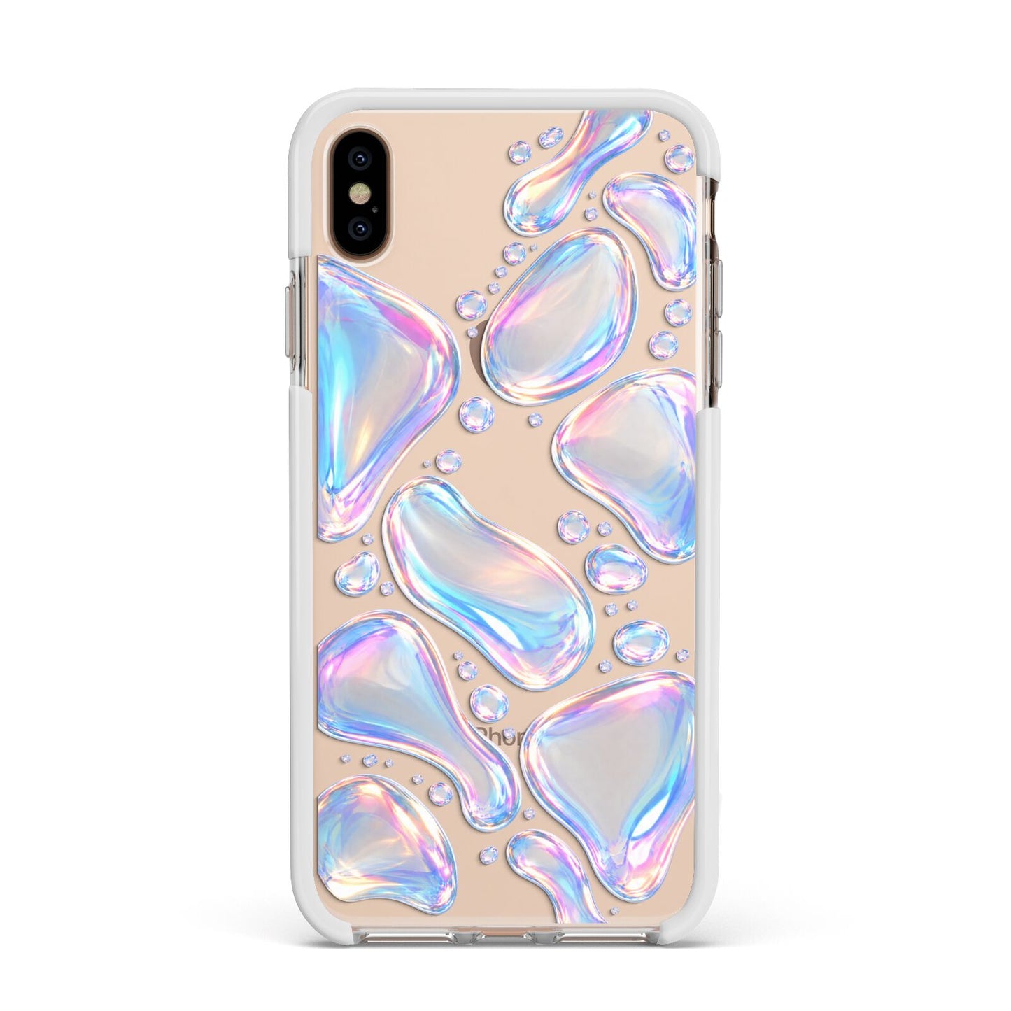 Opal Drift Apple iPhone Xs Max Impact Case White Edge on Gold Phone