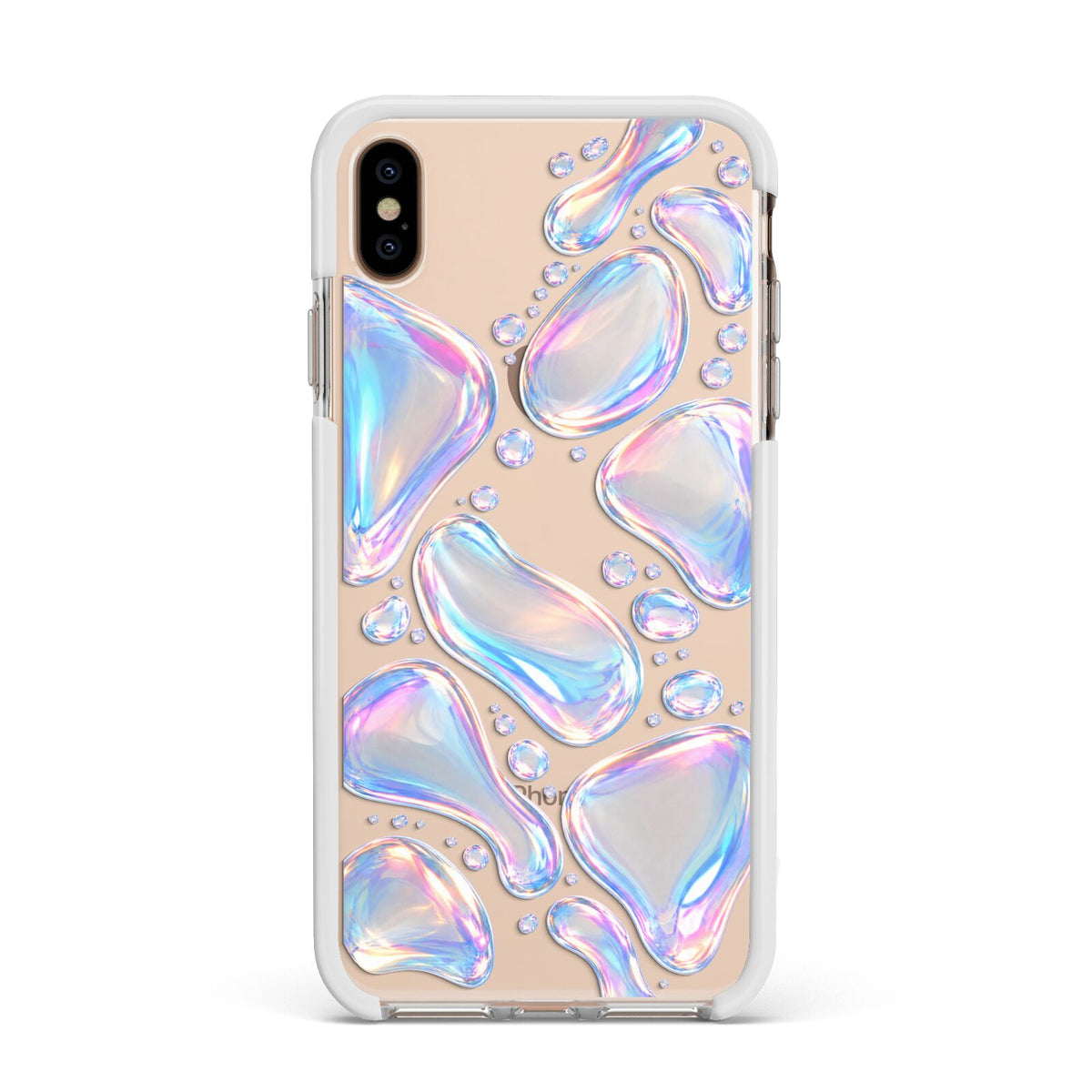 Opal Drift Apple iPhone Xs Max Impact Case White Edge on Gold Phone