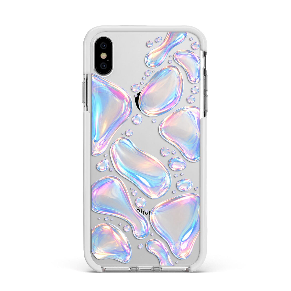 Opal Drift Apple iPhone Xs Max Impact Case White Edge on Silver Phone