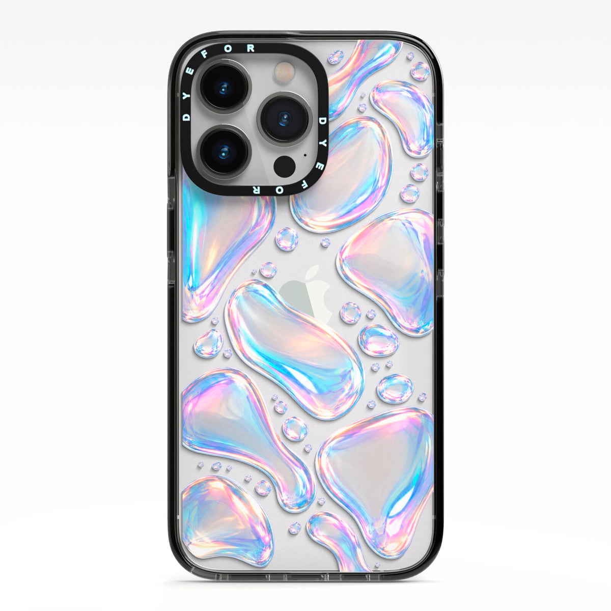 Opal Drift iPhone 13 Pro Black Impact Case on Silver phone