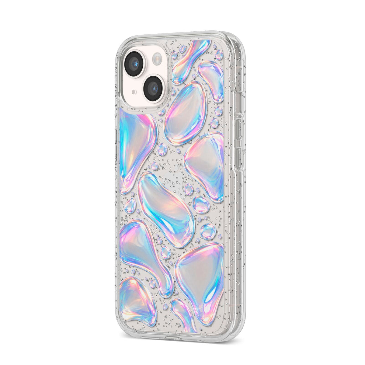 Opal Drift iPhone 14 Glitter Tough Case Starlight Angled Image