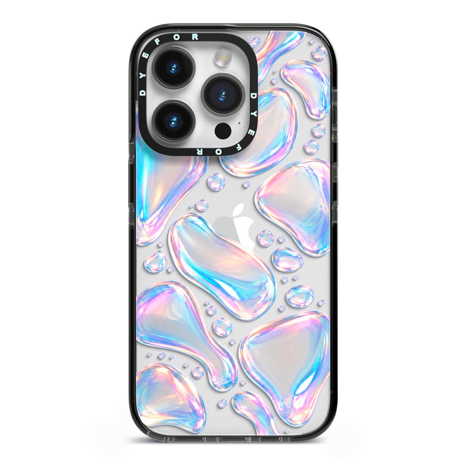 Opal Drift iPhone 14 Pro Black Impact Case on Silver phone