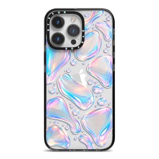 Opal Drift iPhone 14 Pro Max Black Impact Case on Silver phone