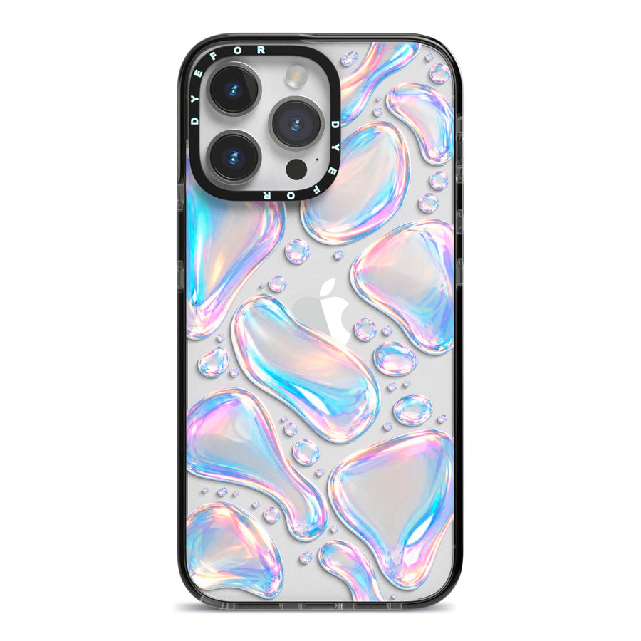 Opal Drift iPhone 14 Pro Max Black Impact Case on Silver phone
