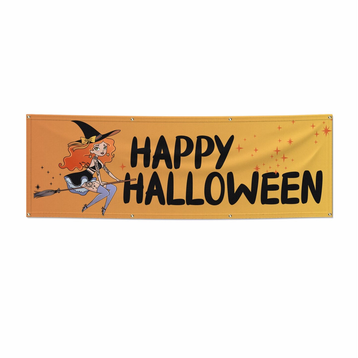 Orange Haired Personalised Witch 6x2 Banner