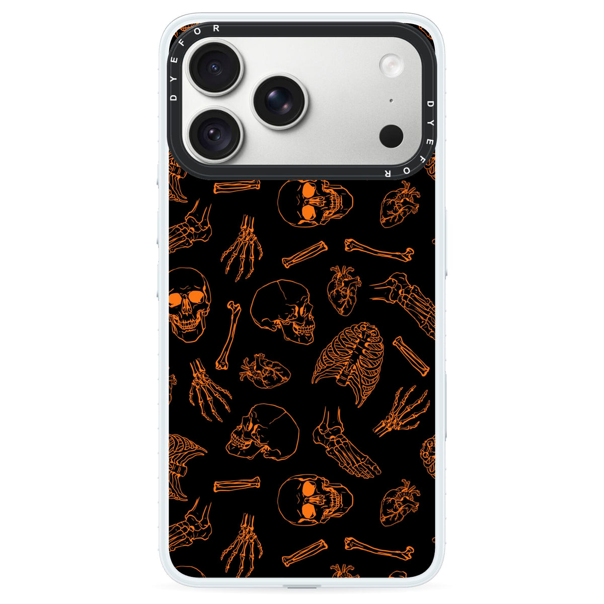 Orange Skeleton Illustrations iPhone 18 Pro Black Impact Pre order Case on Silver phone