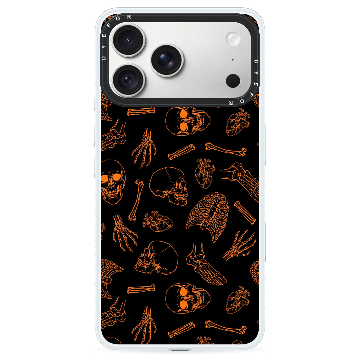 Orange Skeleton Illustrations iPhone 18 Pro Max Black Impact Pre order Case on Silver phone