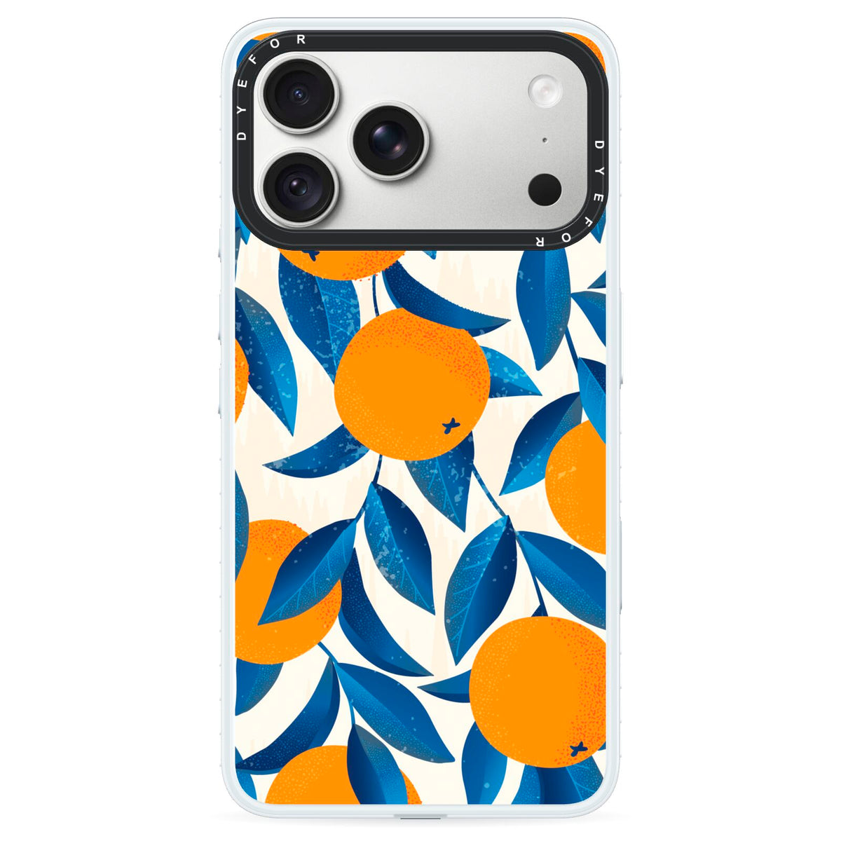 Oranges iPhone 18 Pro Black Impact Pre order Case on Silver phone