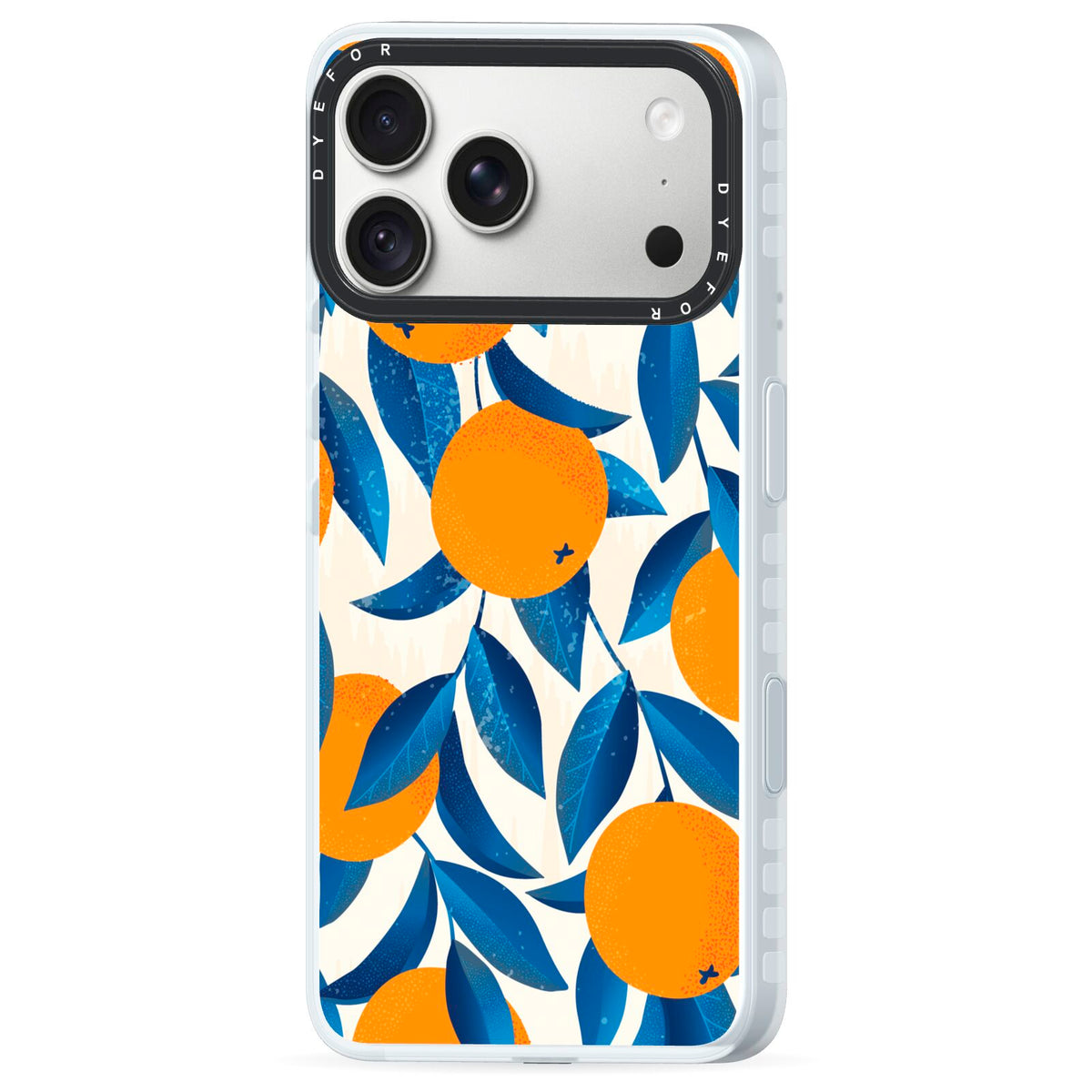 Oranges iPhone 18 Pro Max Black Impact Pre order Case Side Angle on Silver phone