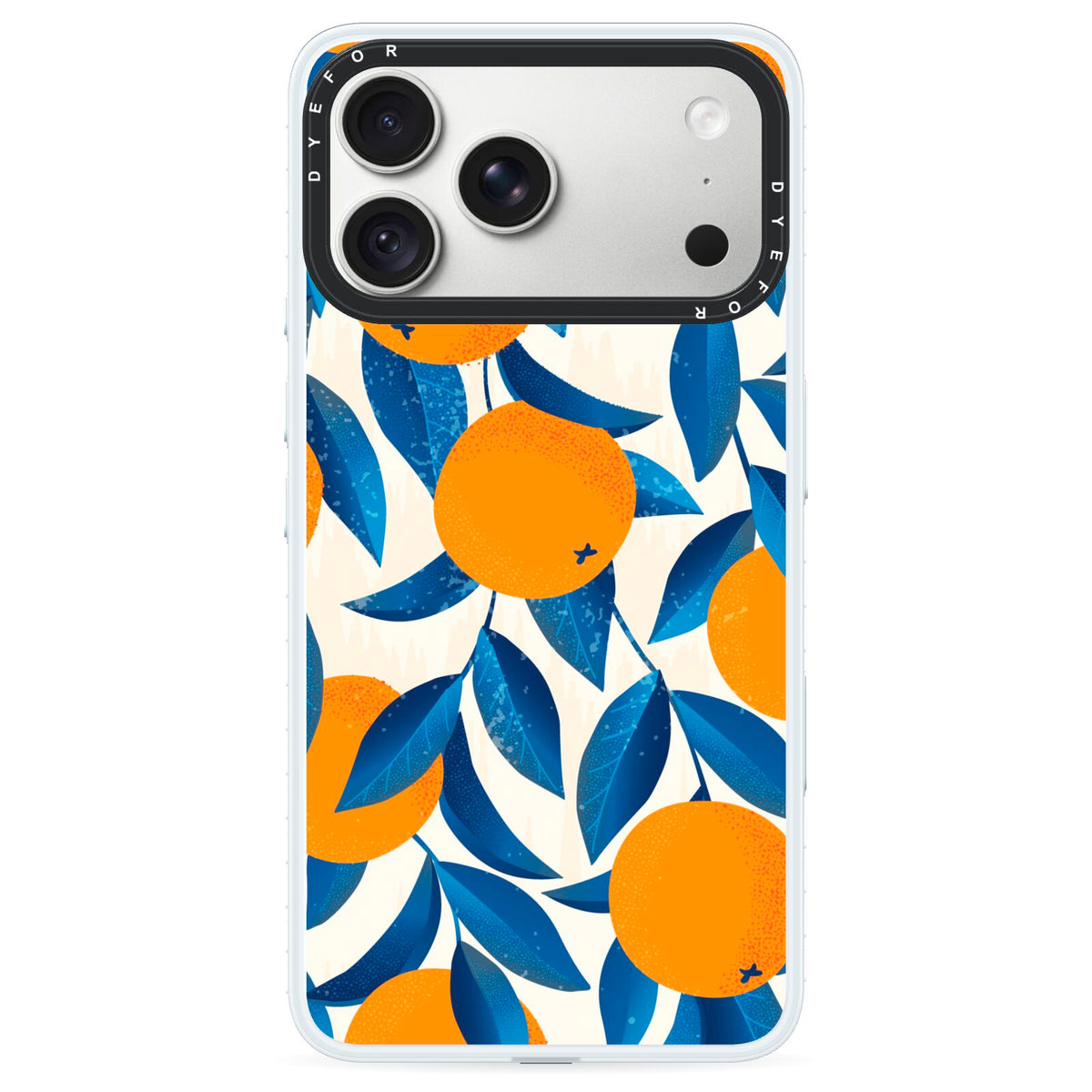 Oranges iPhone 18 Pro Max Black Impact Pre order Case on Silver phone