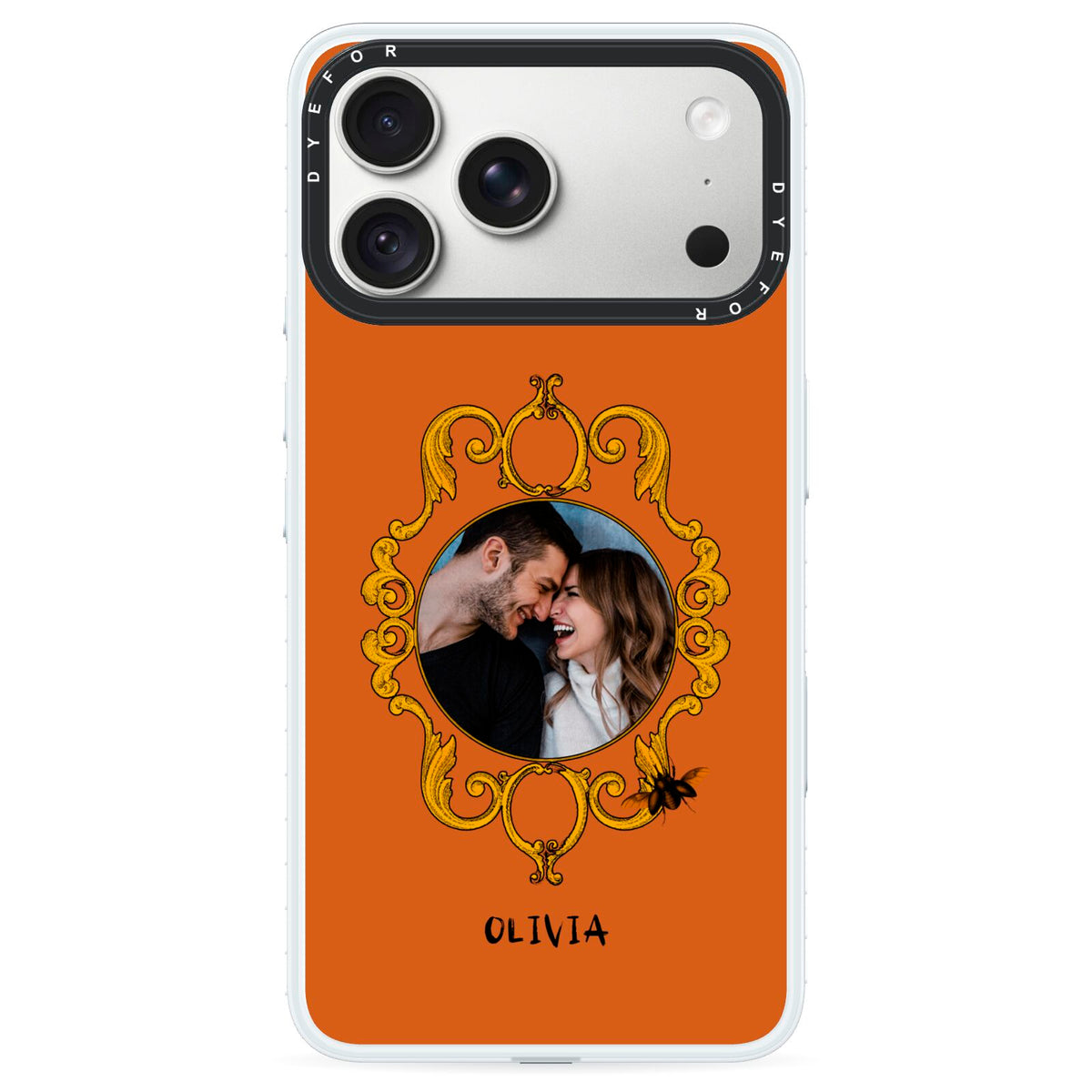 Ornate Halloween Custom Photo iPhone 18 Pro Black Impact Pre order Case on Silver phone