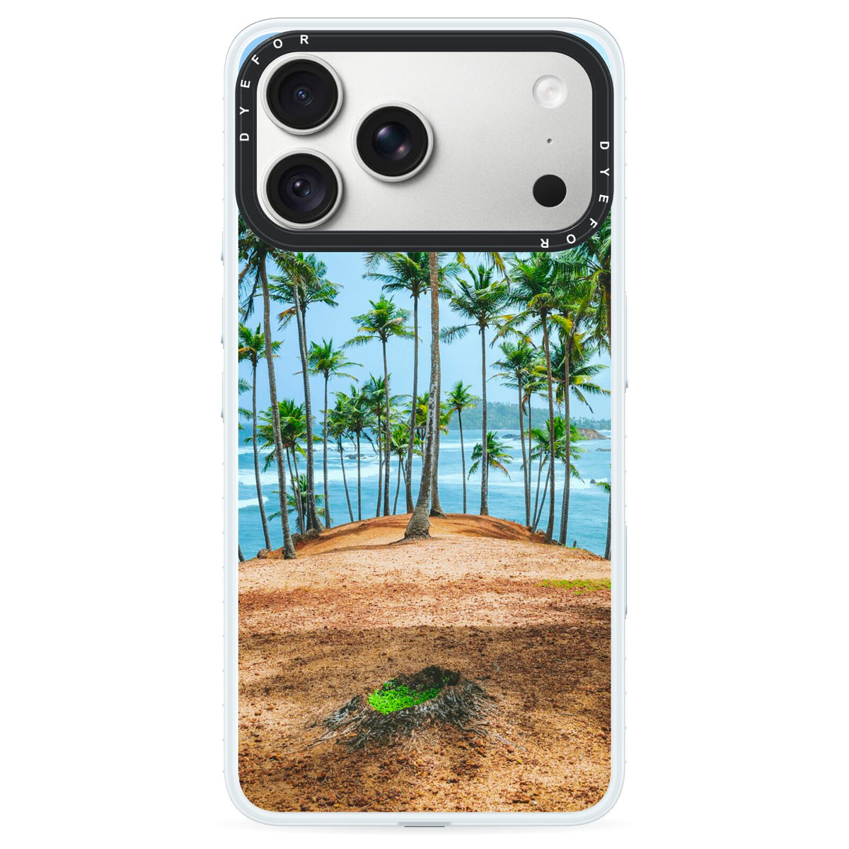 Palm Trees iPhone 18 Pro Max Black Impact Pre order Case on Silver phone