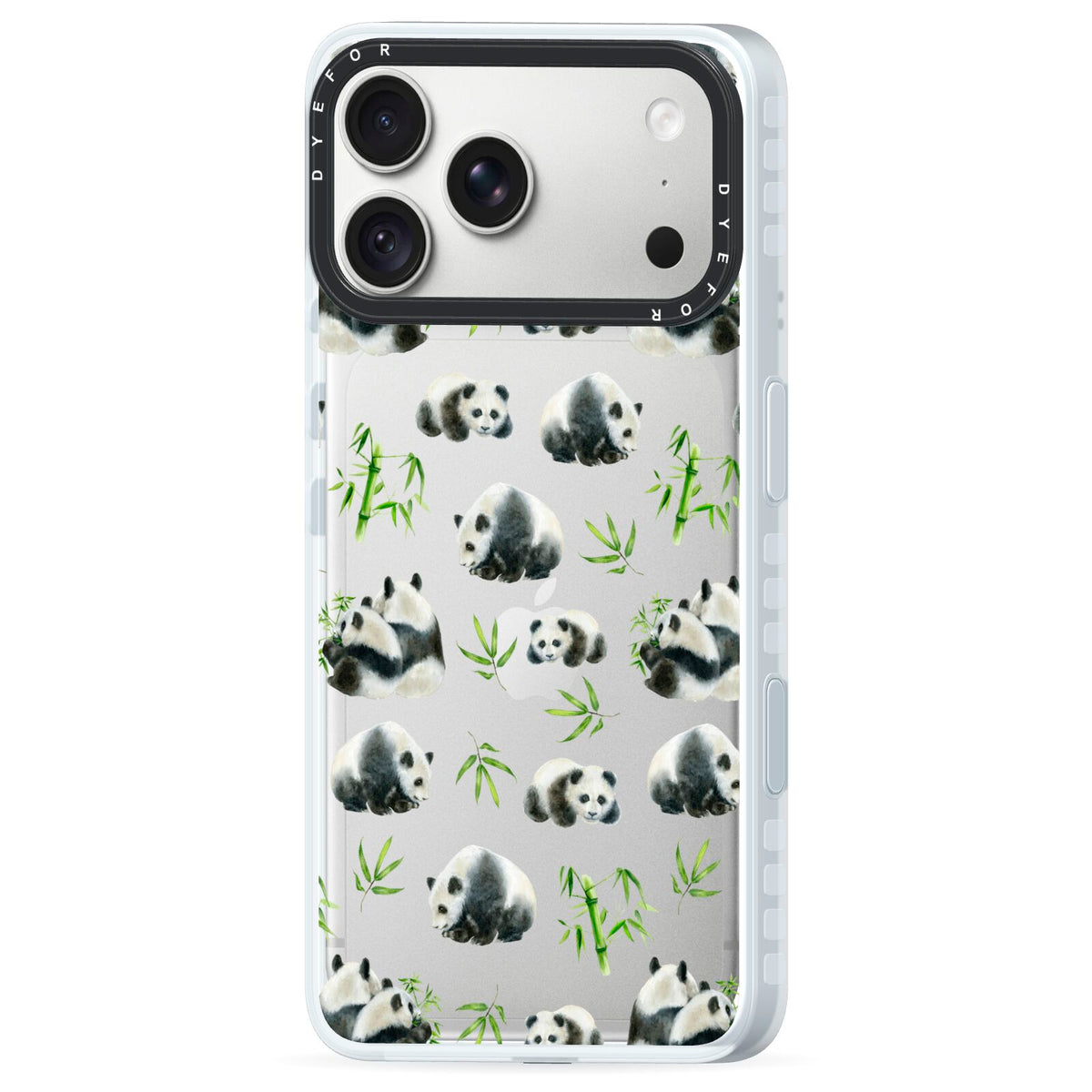 Panda iPhone 18 Pro Black Impact Pre order Case Side Angle on Silver phone