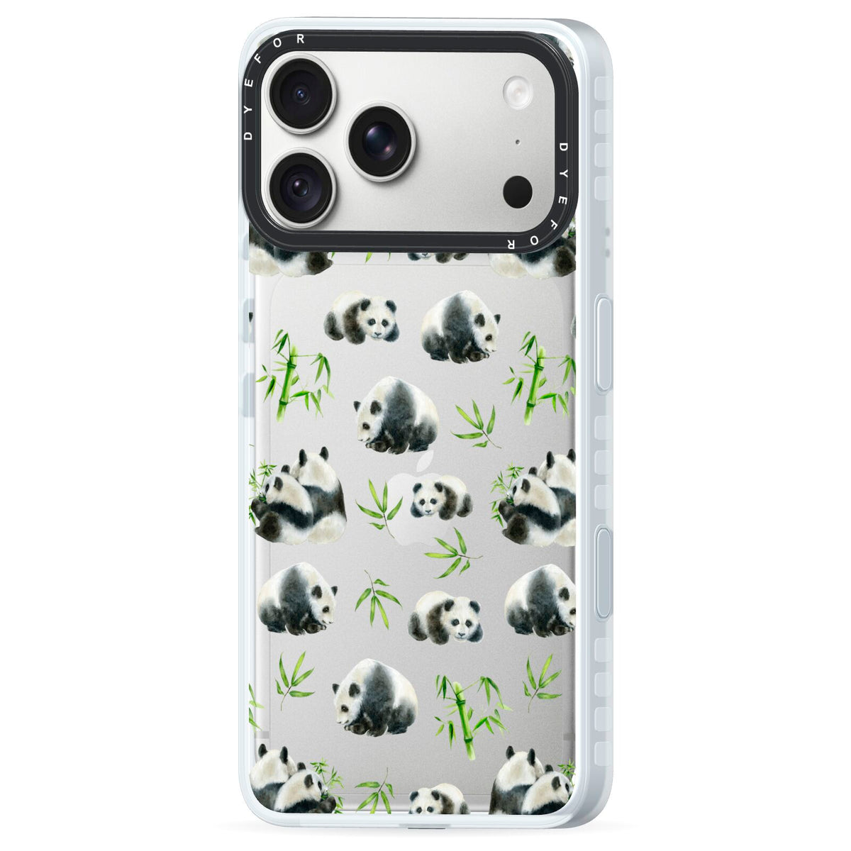 Panda iPhone 18 Pro Max Black Impact Pre order Case Side Angle on Silver phone