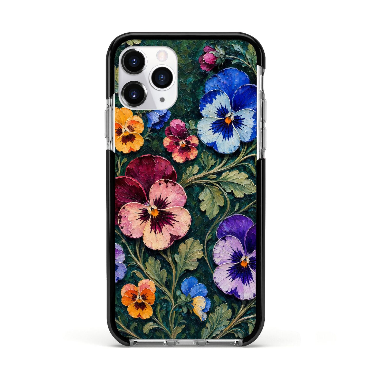 Pansy Parade Apple iPhone 11 Pro in Silver with Black Impact Case