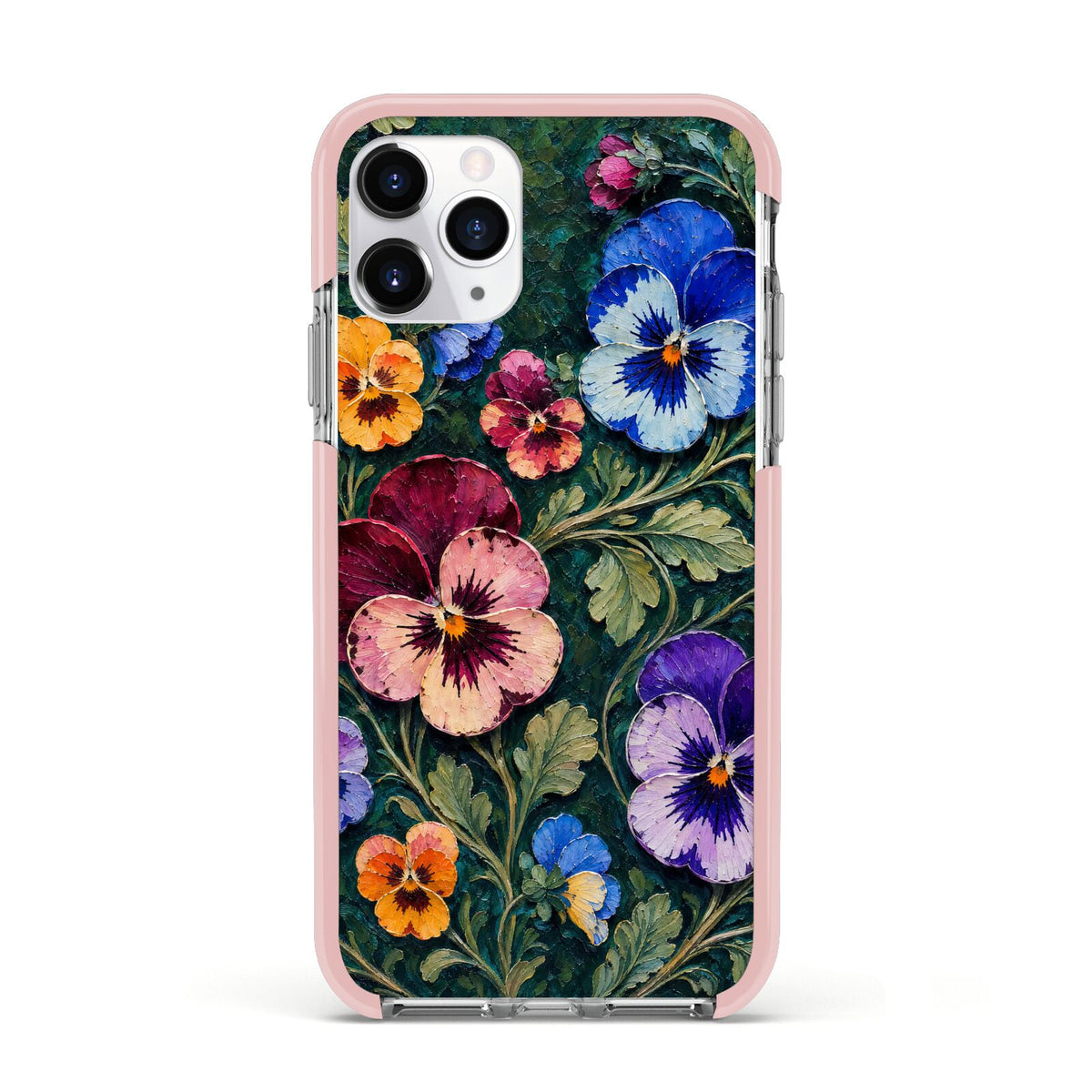 Pansy Parade Apple iPhone 11 Pro in Silver with Pink Impact Case